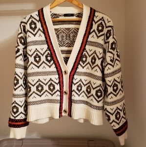 J.Crew Diamond Fair Isle Cardigan Sweater Size Medium